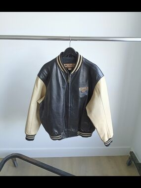 VTG Columbia Sportswear Genuine Leather Varsity Jacket Bomber Large
